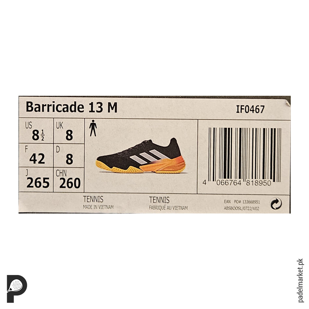 Adidas Men's Barricade 13 - Aurora Black / Zero Metallic / Spark